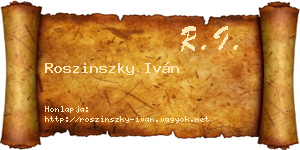 Roszinszky Iván névjegykártya