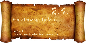 Roszinszky Iván névjegykártya